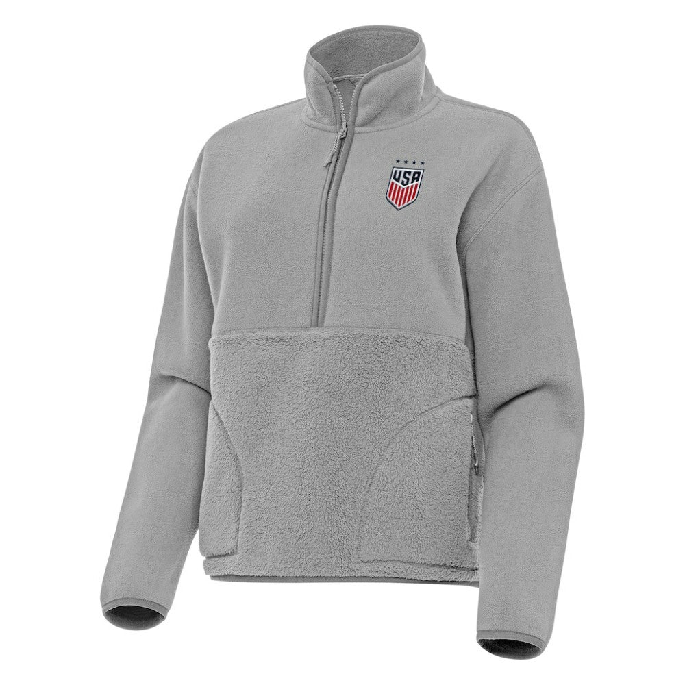 USWNT Antigua Women's Figure Quarter-Zip Jacket Gray