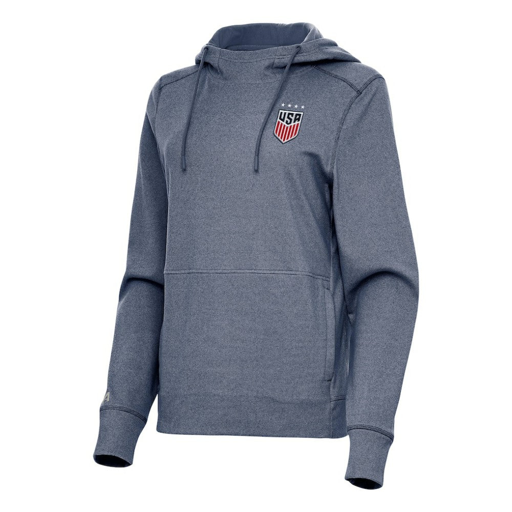 USWNT Antigua Women's Justice Pullover Hoodie Heather Navy