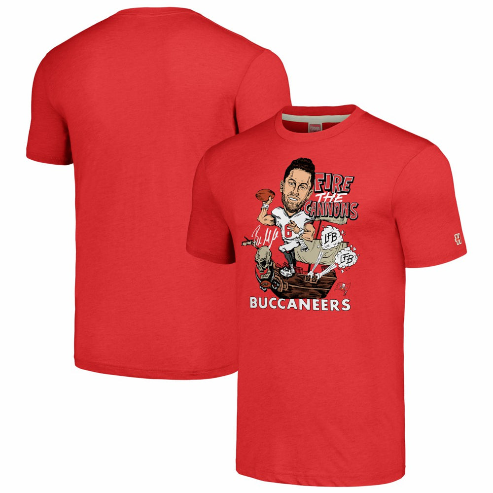 Baker Mayfield Tampa Bay Buccaneers Homage Unisex Caricature Player Graphic Tri-Blend T-Shirt - Red - NFL