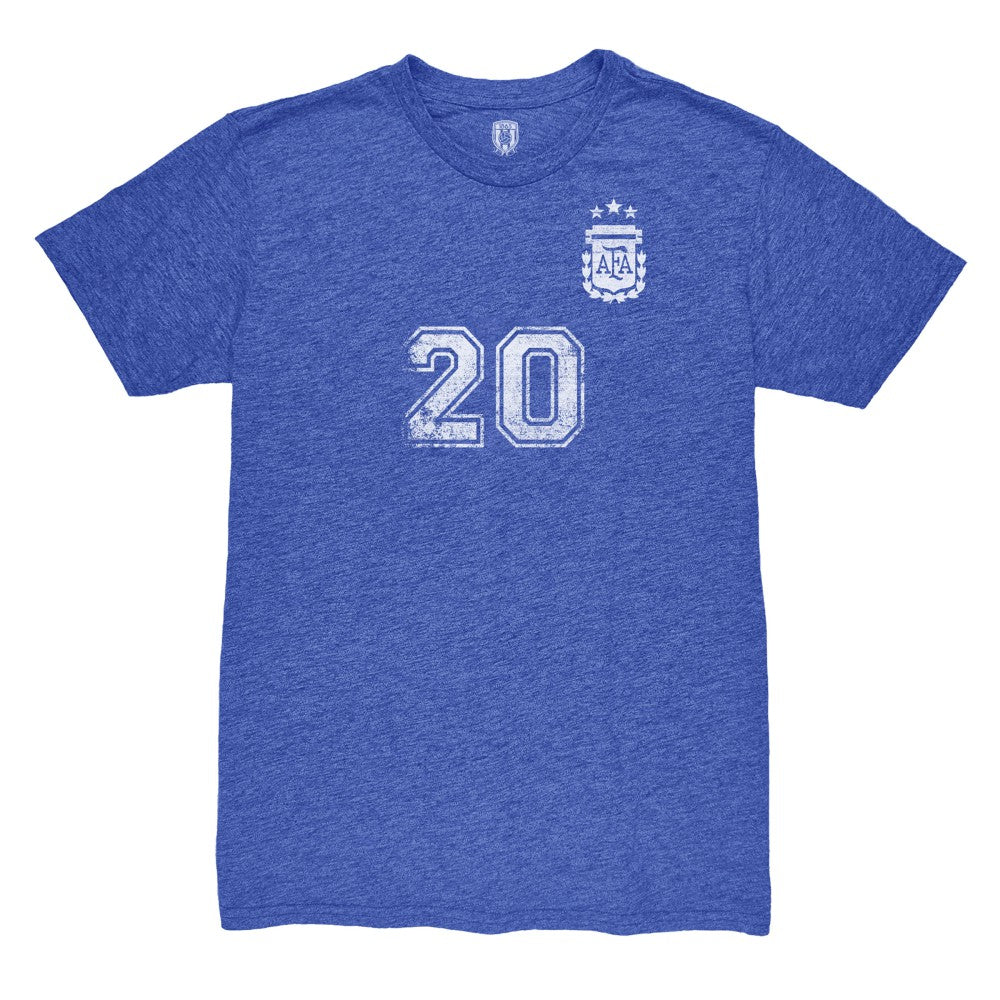 Alexis Mac Allister Argentina National Team 1863FC Retro Name & Number Tri-Blend T-Shirt Blue