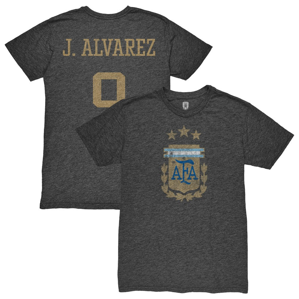 Julián Álvarez Argentina National Team 1863FC Player Retro Tri-Blend T-Shirt Heather Black