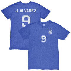 Julián Álvarez Argentina National Team 1863FC Retro Name & Number Tri-Blend T-Shirt Blue