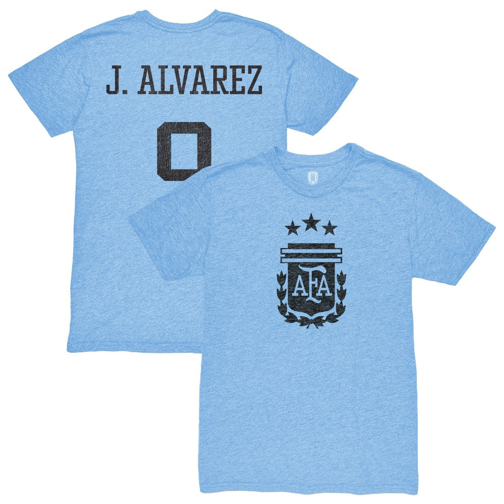 Julián Álvarez Argentina National Team 1863FC Player Retro Tri-Blend T-Shirt Light Blue