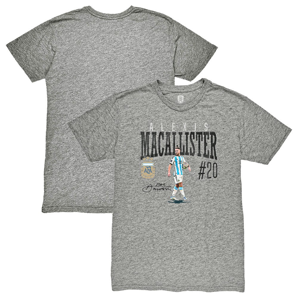Alexis Mac Allister Argentina National Team 1863FC Snapshot Tri-Blend T-Shirt Heather Gray
