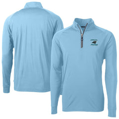 Carolina Panthers Cutter & Buck Adapt Eco Knit Stretch Recycled Raglan Quarter-Zip DryTec Top - Light Blue - NFL