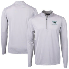 Carolina Panthers Cutter & Buck Virtue Eco Pique Micro Stripe Recycled Quarter-Zip Jacket - Gray - NFL