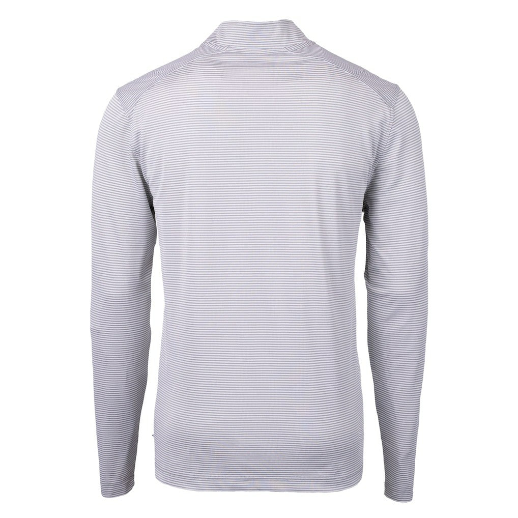 Carolina Panthers Cutter & Buck Virtue Eco Pique Micro Stripe Recycled Quarter-Zip Jacket - Gray - NFL