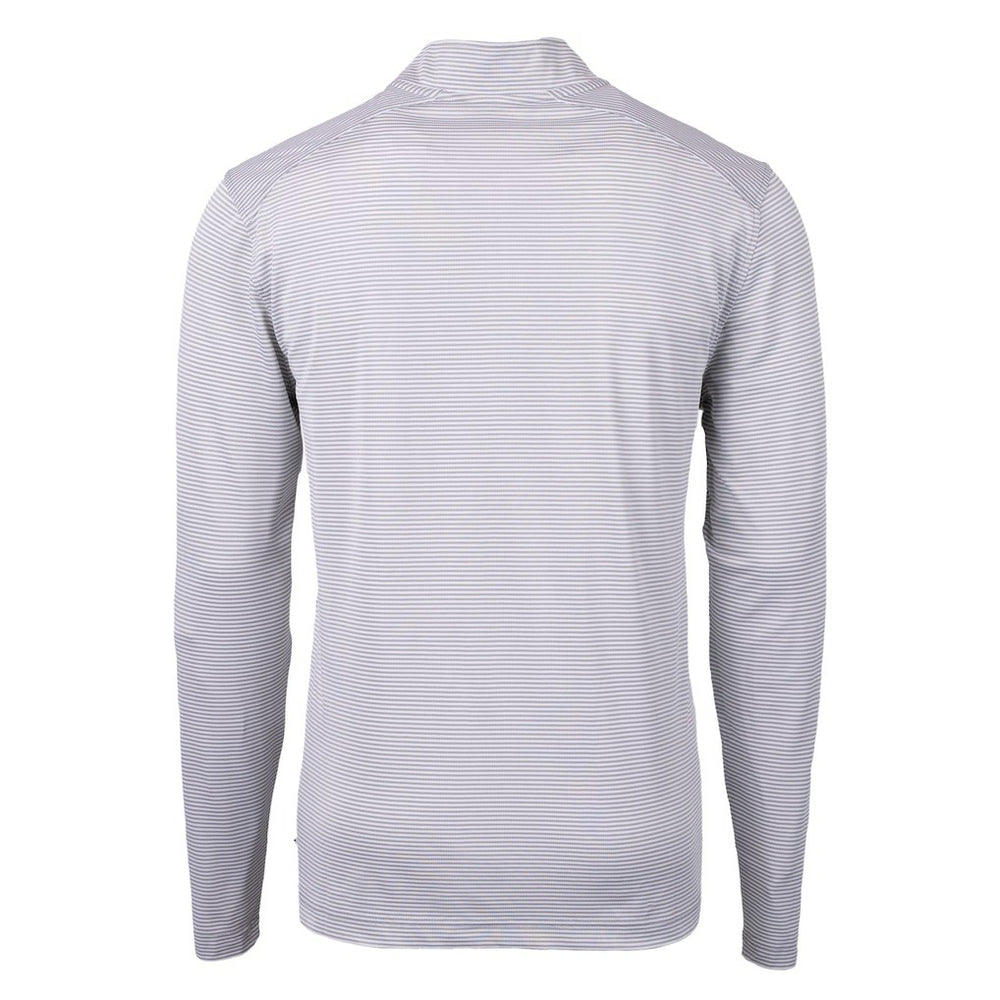 Carolina Panthers Cutter & Buck Virtue Eco Pique Micro Stripe Recycled Quarter-Zip Jacket - Gray - NFL