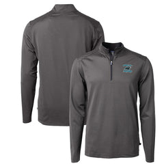Carolina Panthers Cutter & Buck Virtue Eco Pique Micro Stripe Recycled Quarter-Zip Jacket - Black - NFL