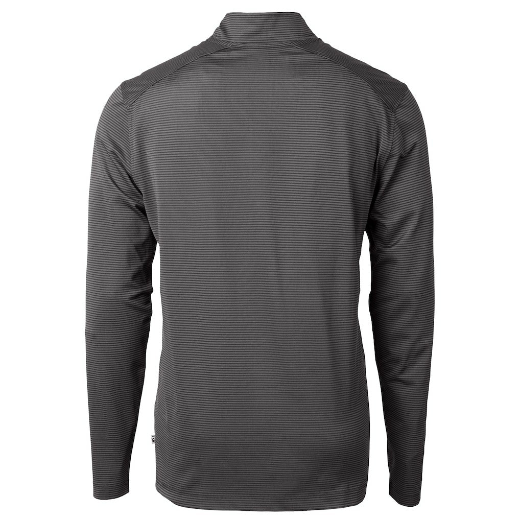 Carolina Panthers Cutter & Buck Virtue Eco Pique Micro Stripe Recycled Quarter-Zip Jacket - Black - NFL