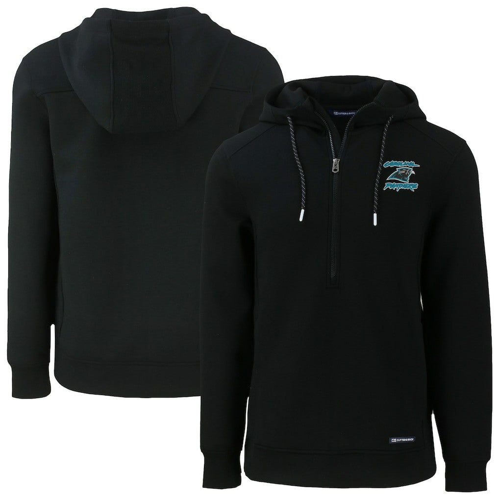 Carolina Panthers Cutter & Buck Roam Eco Recycled Half-Zip Hoodie - Black - NFL