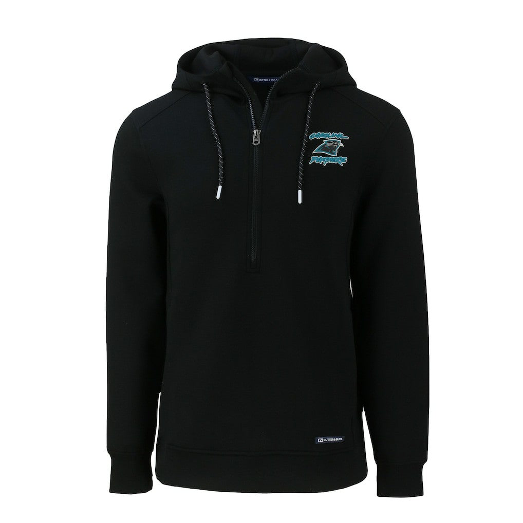 Carolina Panthers Cutter & Buck Roam Eco Recycled Half-Zip Hoodie - Black - NFL