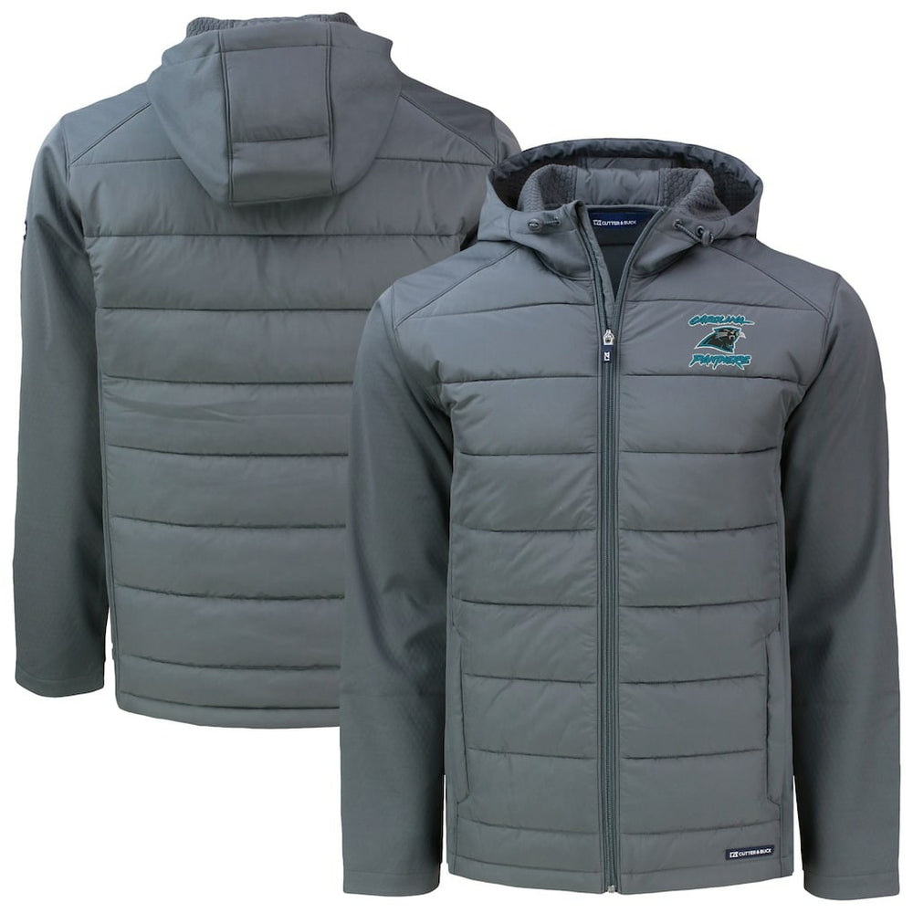Carolina Panthers Cutter & Buck Evoke Hybrid Eco Softshell Recycled Full-Zip Hoodie Jacket - Gray - NFL