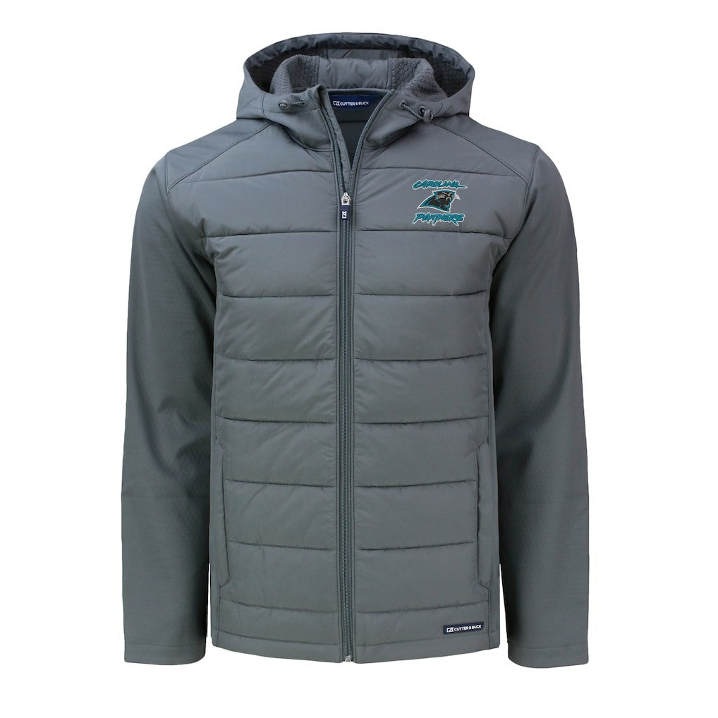 Carolina Panthers Cutter & Buck Evoke Hybrid Eco Softshell Recycled Full-Zip Hoodie Jacket - Gray - NFL