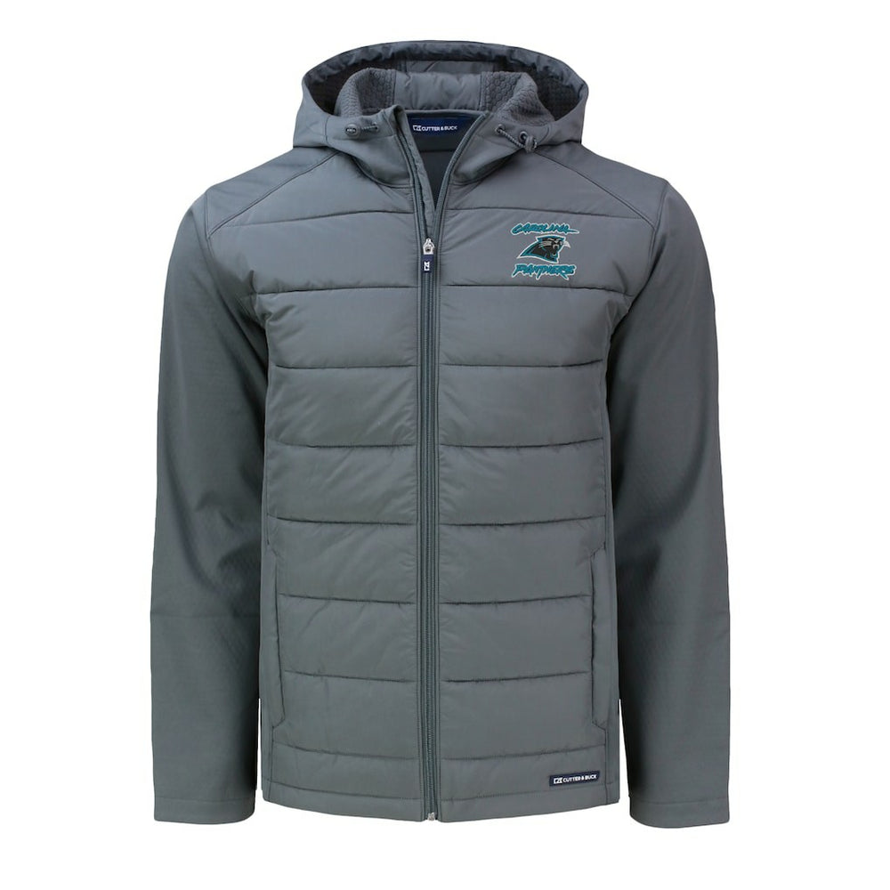 Carolina Panthers Cutter & Buck Evoke Hybrid Eco Softshell Recycled Full-Zip Hoodie Jacket - Gray - NFL