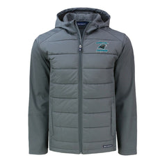 Carolina Panthers Cutter & Buck Evoke Hybrid Eco Softshell Recycled Full-Zip Hoodie Jacket - Gray - NFL