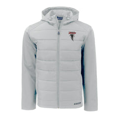 Atlanta Falcons Cutter & Buck Evoke Hybrid Eco Softshell Recycled Full-Zip Hoodie Jacket - Light Gray - NFL