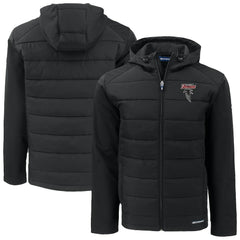 Atlanta Falcons Cutter & Buck Evoke Hybrid Eco Softshell Recycled Full-Zip Hoodie Jacket - Black - NFL