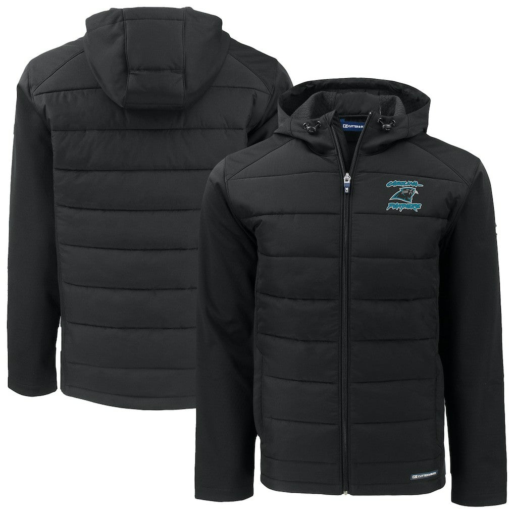 Carolina Panthers Cutter & Buck Evoke Hybrid Eco Softshell Recycled Full-Zip Hoodie Jacket - Black - NFL