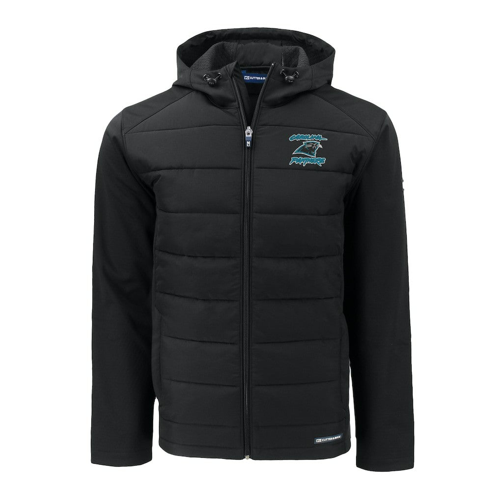 Carolina Panthers Cutter & Buck Evoke Hybrid Eco Softshell Recycled Full-Zip Hoodie Jacket - Black - NFL