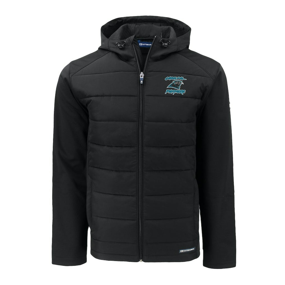 Carolina Panthers Cutter & Buck Evoke Hybrid Eco Softshell Recycled Full-Zip Hoodie Jacket - Black - NFL