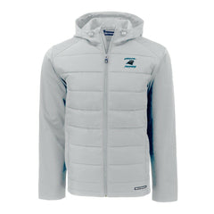 Carolina Panthers Cutter & Buck Evoke Hybrid Eco Softshell Recycled Full-Zip Hoodie Jacket - Light Gray - NFL