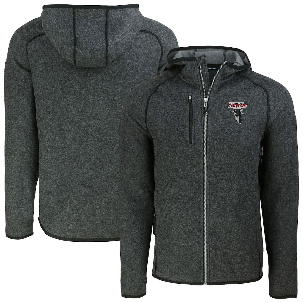 Atlanta Falcons Cutter & Buck Mainsail Hoodie Raglan Full-Zip Jacket - Heather Charcoal - NFL