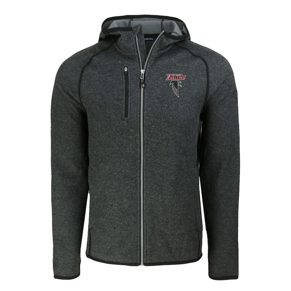 Atlanta Falcons Cutter & Buck Mainsail Hoodie Raglan Full-Zip Jacket - Heather Charcoal - NFL