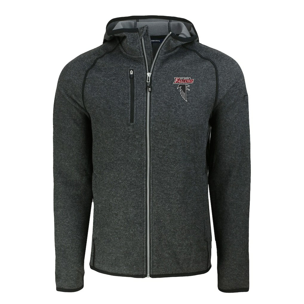 Atlanta Falcons Cutter & Buck Mainsail Hoodie Raglan Full-Zip Jacket - Heather Charcoal - NFL