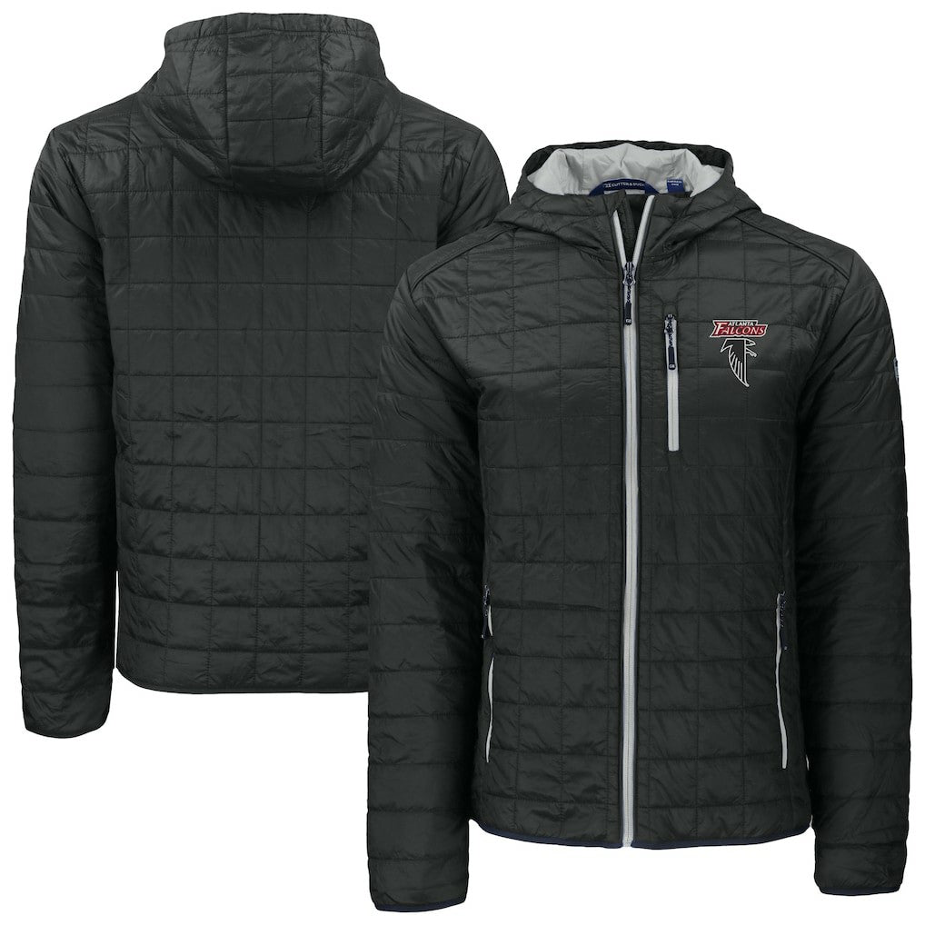 Atlanta Falcons Cutter & Buck Rainier PrimaLoft Eco Insulated Full-Zip Puffer Jacket - Black - NFL