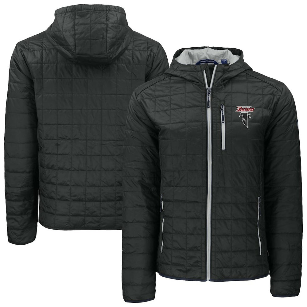 Atlanta Falcons Cutter & Buck Rainier PrimaLoft Eco Insulated Full-Zip Puffer Jacket - Black - NFL