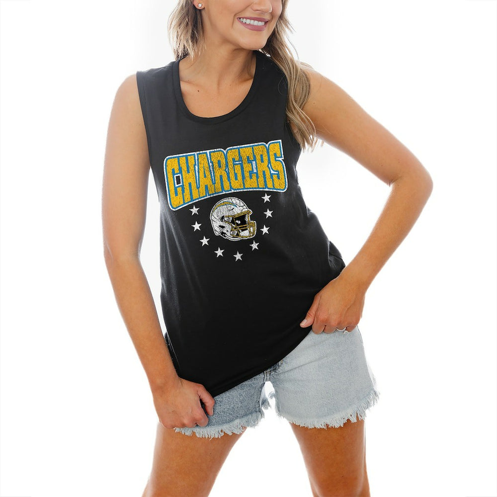 Los Angeles Chargers Gameday Couture Women's Baby You're A Star Racerback Scoop Neck Tapered Tank Top - Black - NFL