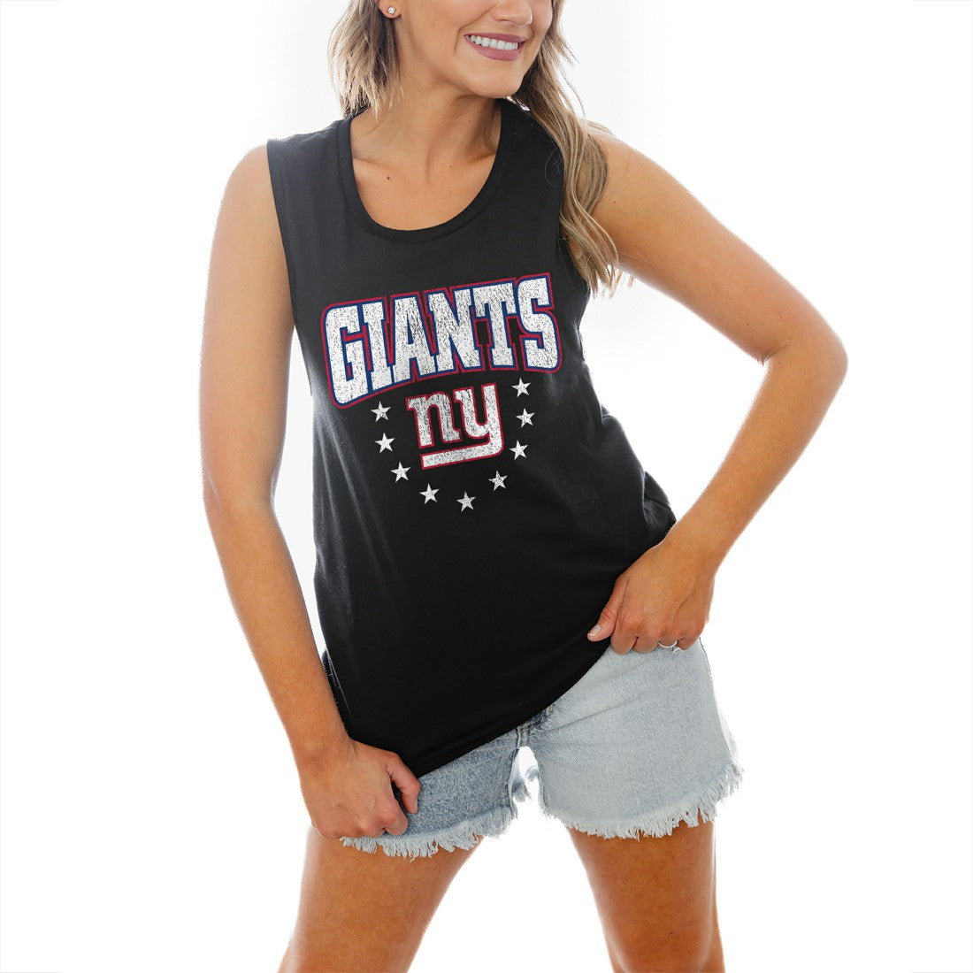 New York Giants Gameday Couture Women's Baby You're A Star Racerback Scoop Neck Tapered Tank Top - Black - NFL