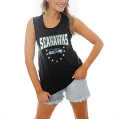 Seattle Seahawks Gameday Couture Women's Baby You're A Star Racerback Scoop Neck Tapered Tank Top - Black - NFL