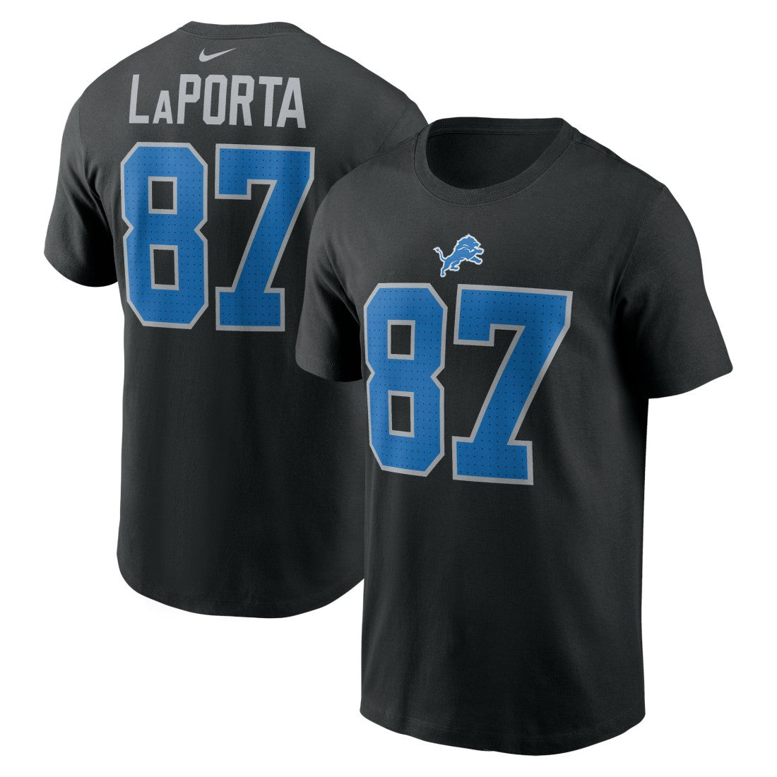 Sam LaPorta Detroit Lions Name & Number T-Shirt - Black - Nike
