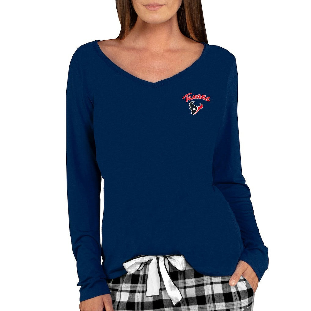 Houston Texans Concepts Sport Women's Marathon Long Sleeve V-Neck Top - Navy - NFL