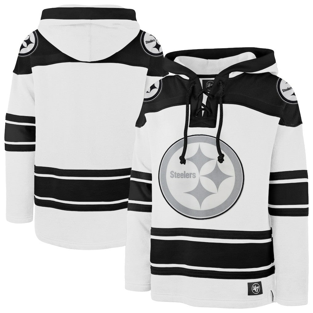 Pittsburgh Steelers '47 After Image Superior Lacer Pullover Hoodie - White - 47 brand