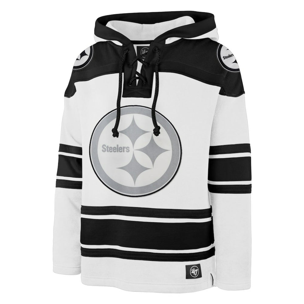 Pittsburgh Steelers '47 After Image Superior Lacer Pullover Hoodie - White - 47 brand