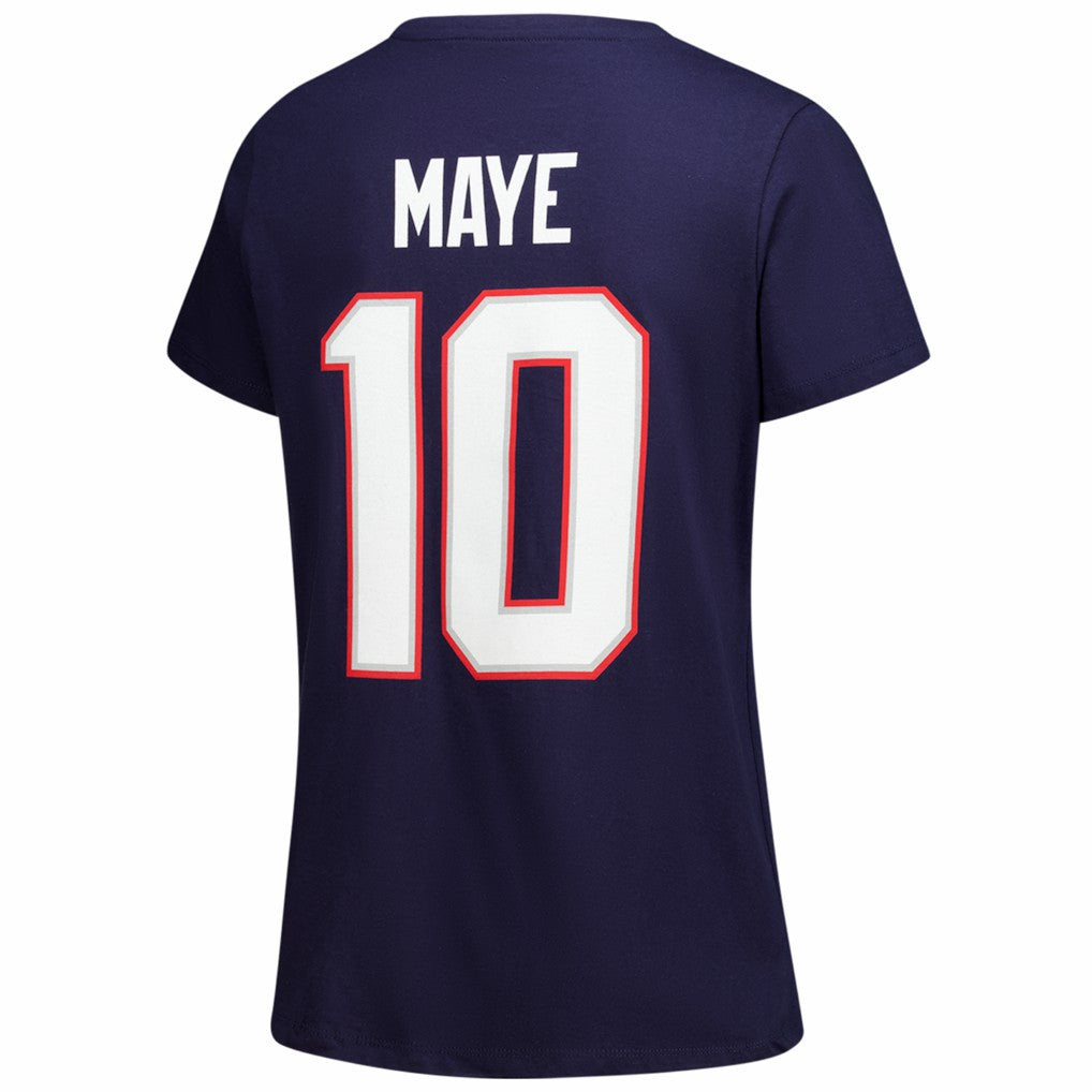 Drake Maye New England Patriots Women's Plus Size Name & Number V-Neck T-Shirt - Navy - Fanatics
