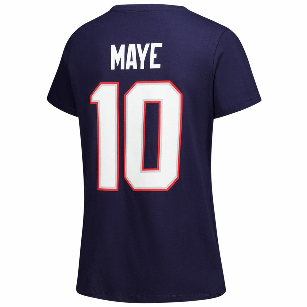 Drake Maye New England Patriots Women's Plus Size Name & Number V-Neck T-Shirt - Navy - Fanatics