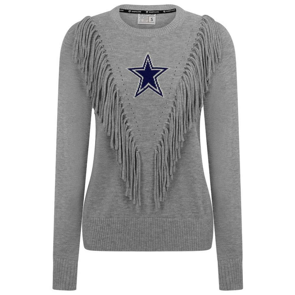 Dallas Cowboys Women's Fringe Sparkle Pullover Sweater - Silver - NFL