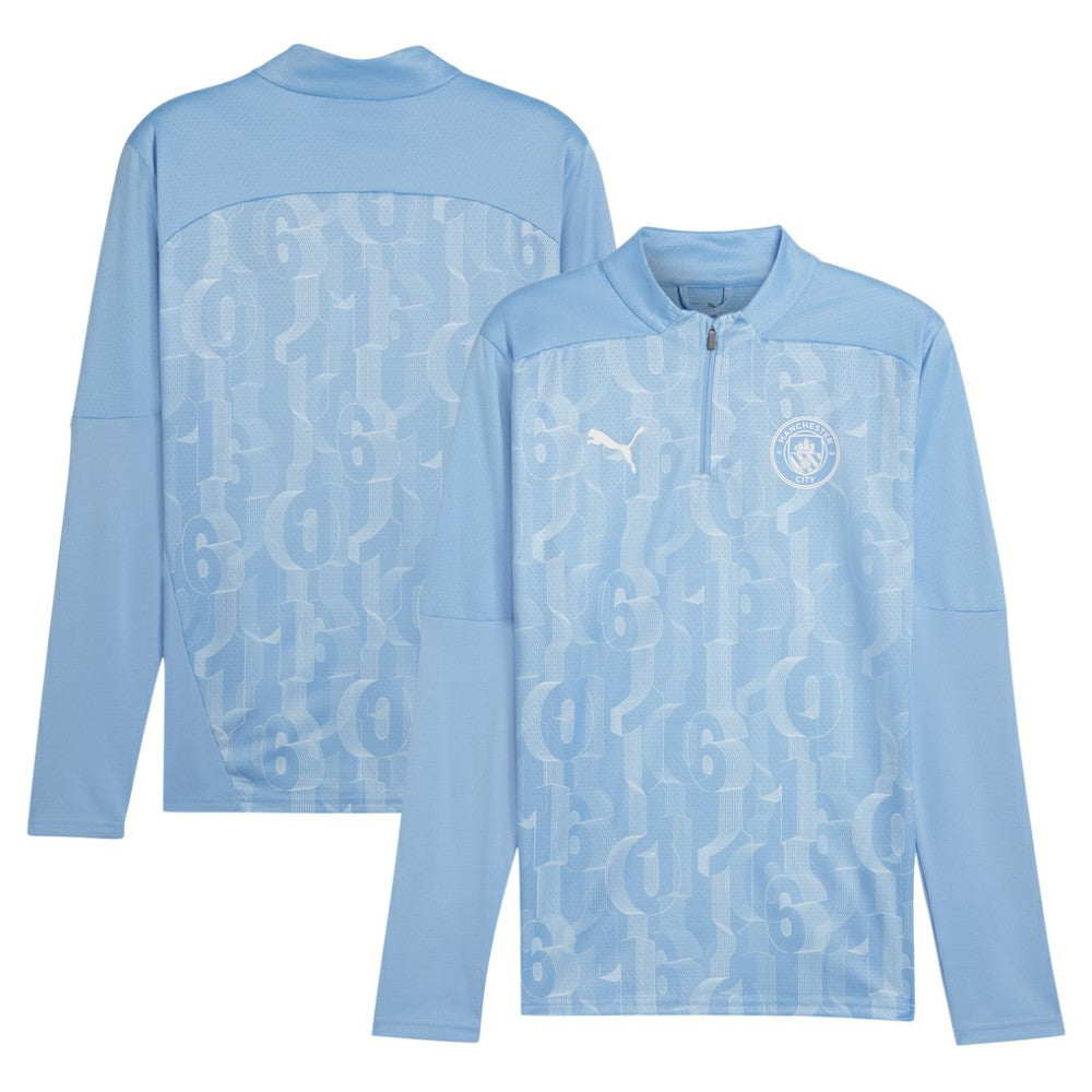 Puma - Manchester City 2024/25 Pre-Match dryCELL Quarter-Zip Top - Light Blue
