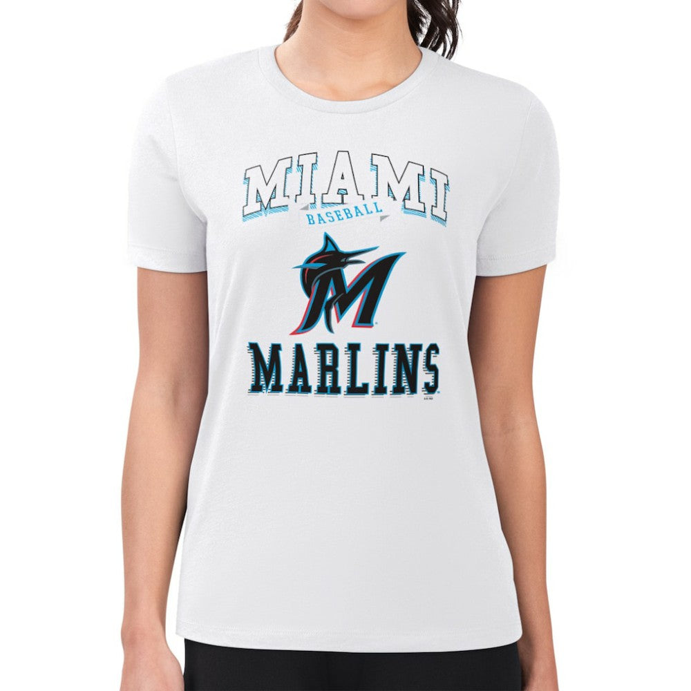 Miami Marlins G-III 4Her by Carl Banks Women's Super-Slim Fit Lightweight Team Logo Graphic T-Shirt for sale
