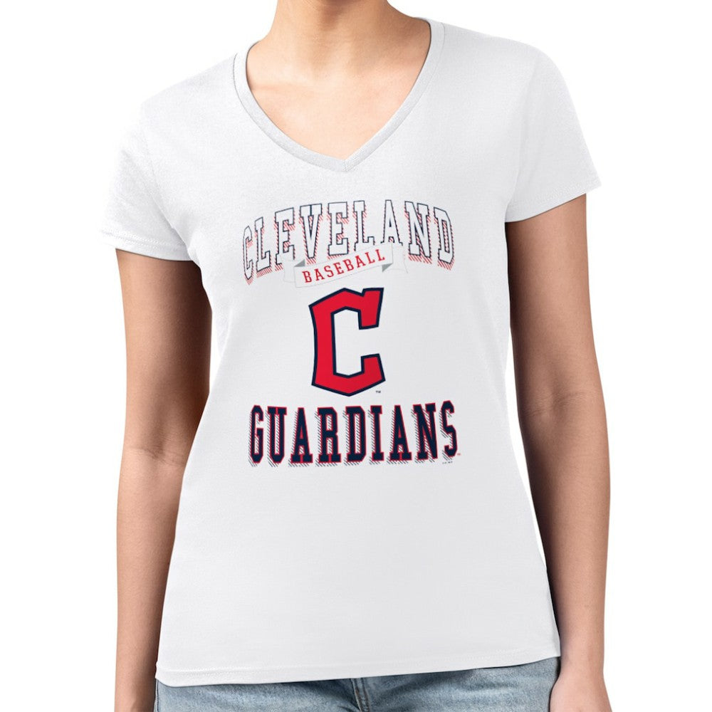 Cleveland Guardians G-III 4Her by Carl Banks Women's Super-Slim Fit Lightweight Team Logo Graphic V-Neck T-Shirt Online