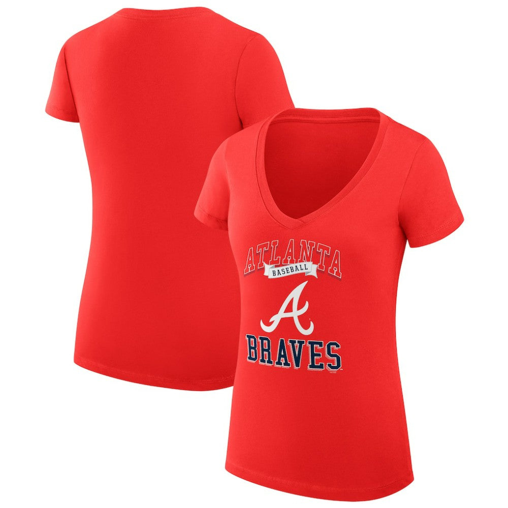 Atlanta Braves G-III 4Her by Carl Banks Women's Super-Slim Fit Lightweight Team Logo Graphic V-Neck T-Shirt for sale