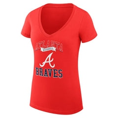 Atlanta Braves G-III 4Her by Carl Banks Women's Super-Slim Fit Lightweight Team Logo Graphic V-Neck T-Shirt for sale
