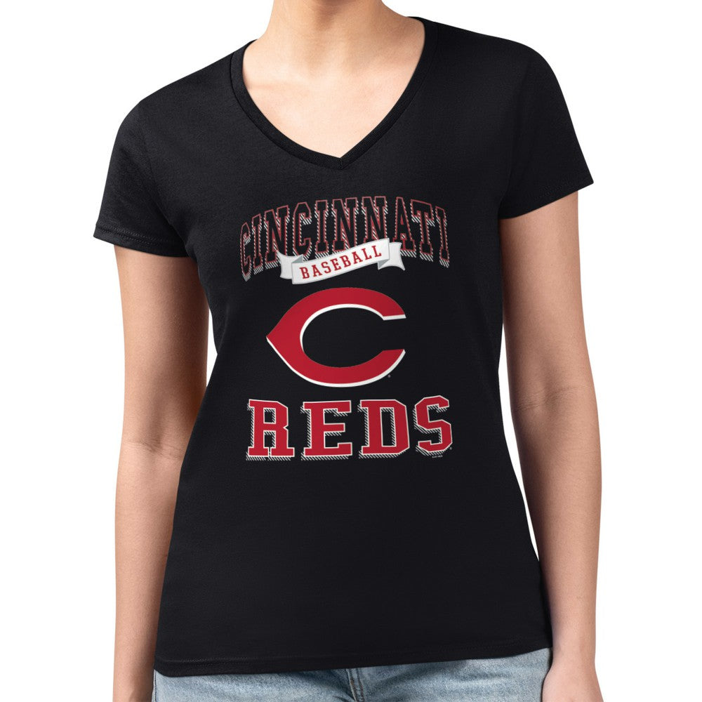 Cincinnati Reds G-III 4Her by Carl Banks Women's Super-Slim Fit Lightweight Team Logo Graphic V-Neck T-Shirt Online