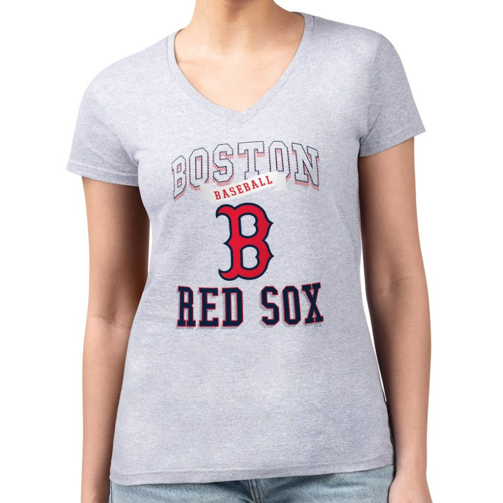 Boston Red Sox G-III 4Her by Carl Banks Women's Super-Slim Fit Lightweight Team Logo Graphic V-Neck T-Shirt Sale