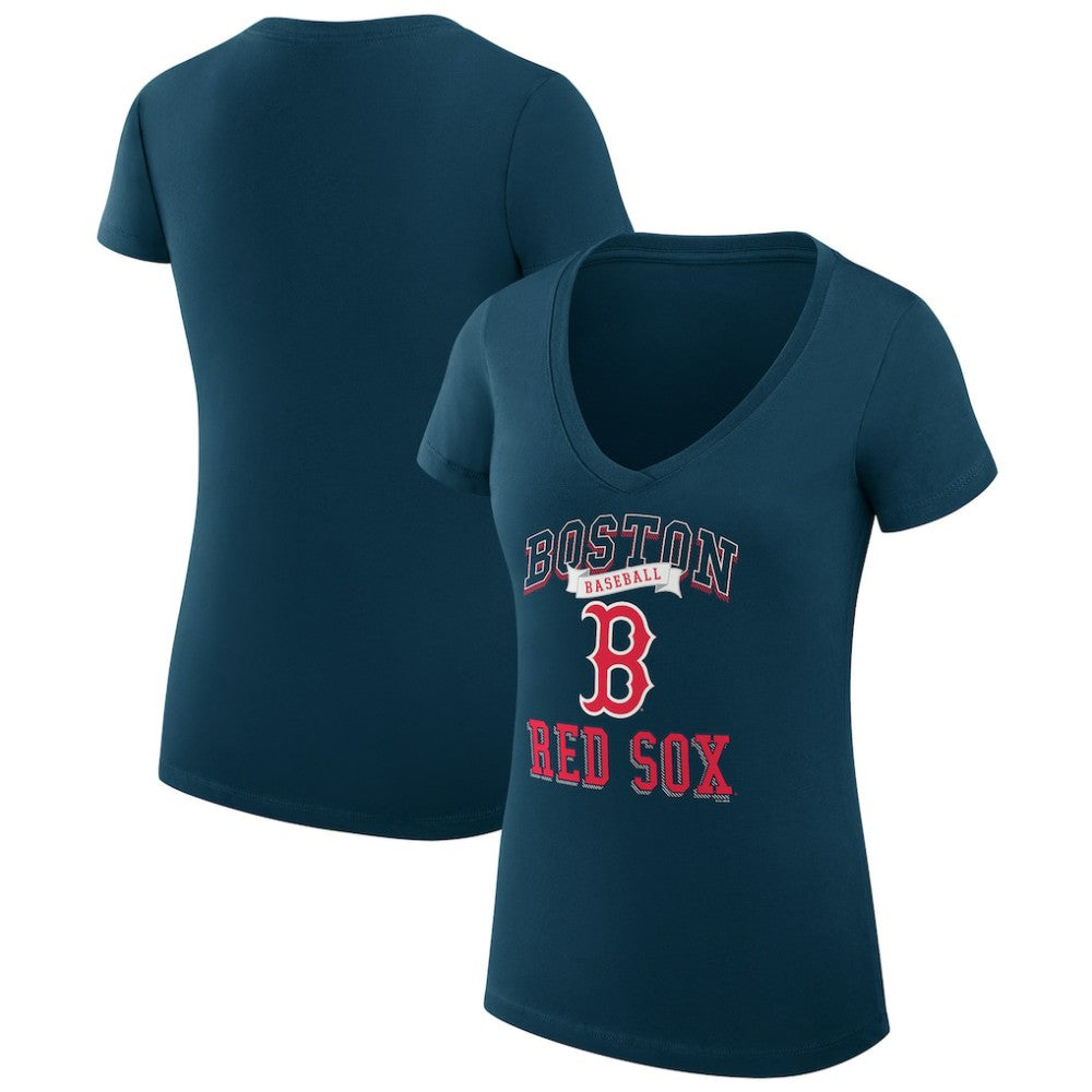 Boston Red Sox G-III 4Her by Carl Banks Women's Super-Slim Fit Lightweight Team Logo Graphic V-Neck T-Shirt Discount