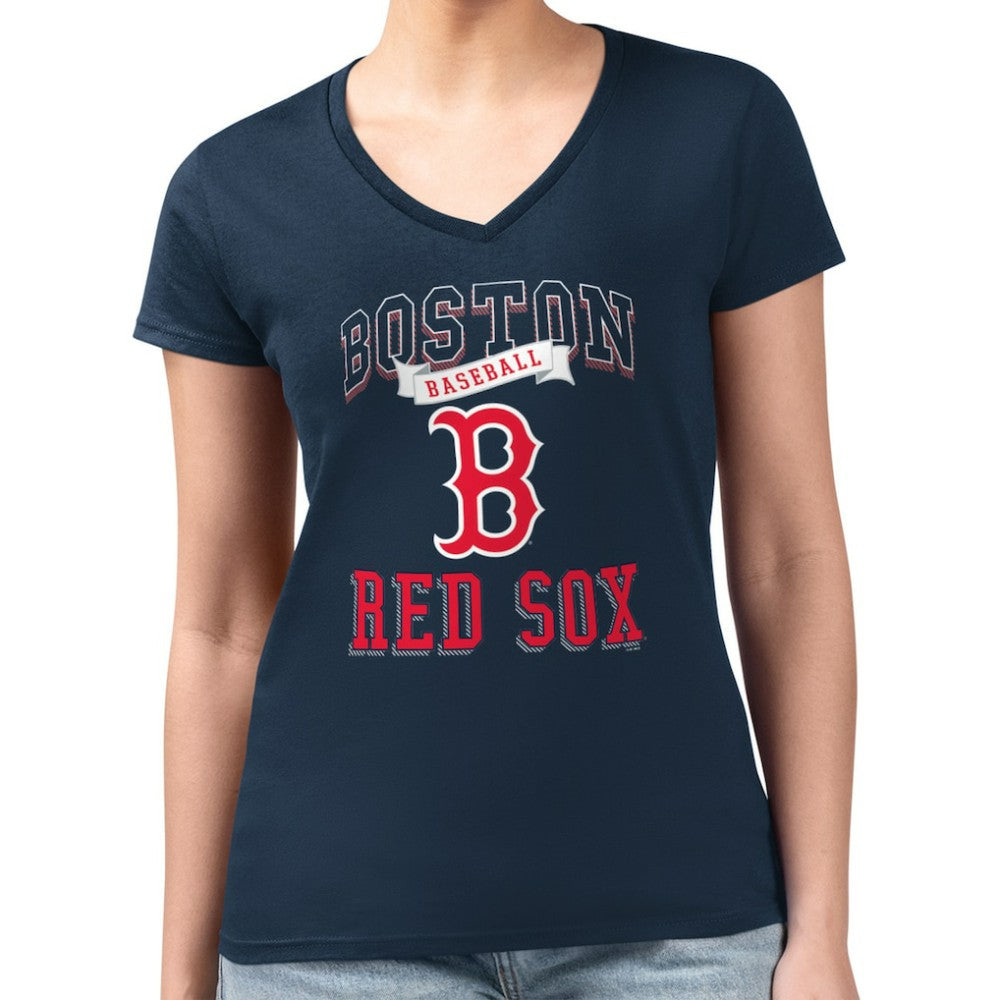 Boston Red Sox G-III 4Her by Carl Banks Women's Super-Slim Fit Lightweight Team Logo Graphic V-Neck T-Shirt Discount